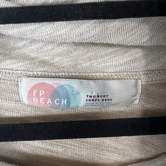 Free People Beach Sweater Womens S/M Cocoon Cowl Neck Pullover Tan Ivory - Picture 5 of 7